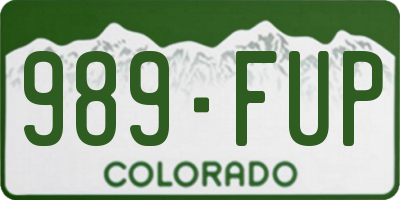 CO license plate 989FUP