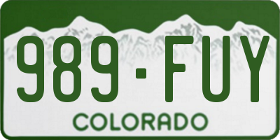 CO license plate 989FUY