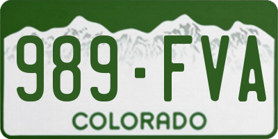 CO license plate 989FVA