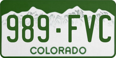 CO license plate 989FVC