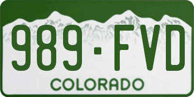 CO license plate 989FVD