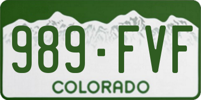 CO license plate 989FVF