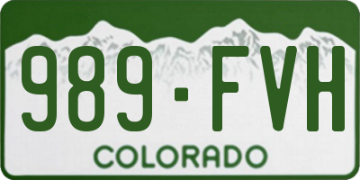 CO license plate 989FVH