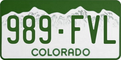 CO license plate 989FVL