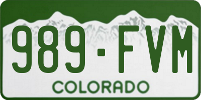CO license plate 989FVM