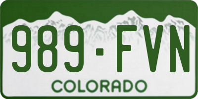 CO license plate 989FVN