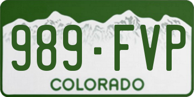 CO license plate 989FVP