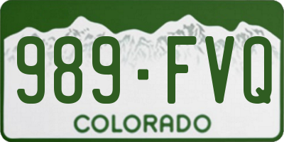 CO license plate 989FVQ
