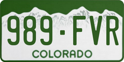 CO license plate 989FVR