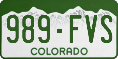 CO license plate 989FVS