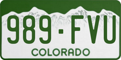CO license plate 989FVU