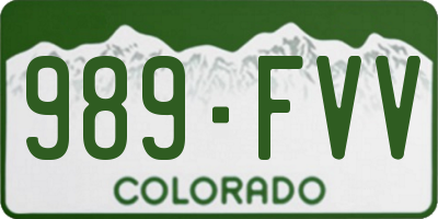 CO license plate 989FVV