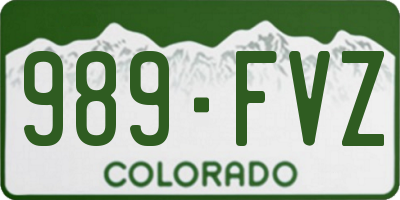 CO license plate 989FVZ