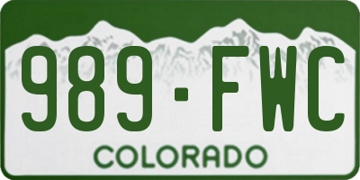 CO license plate 989FWC