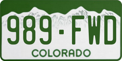 CO license plate 989FWD