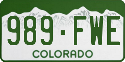 CO license plate 989FWE