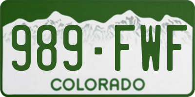 CO license plate 989FWF