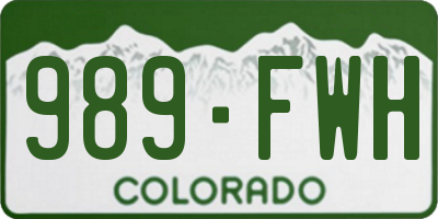 CO license plate 989FWH