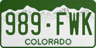 CO license plate 989FWK