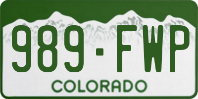 CO license plate 989FWP
