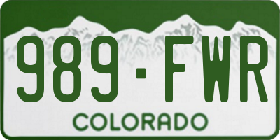 CO license plate 989FWR
