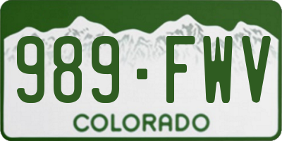 CO license plate 989FWV