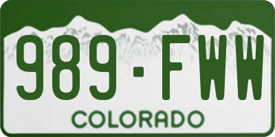 CO license plate 989FWW