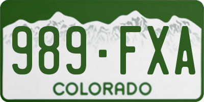 CO license plate 989FXA