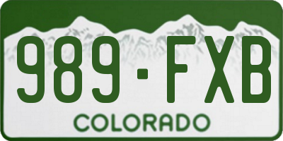 CO license plate 989FXB