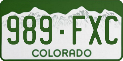 CO license plate 989FXC