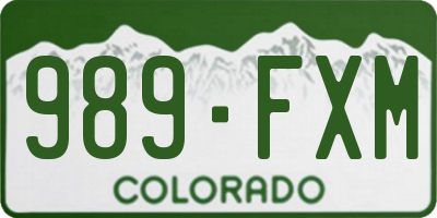 CO license plate 989FXM