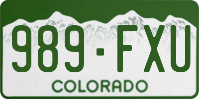 CO license plate 989FXU