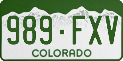 CO license plate 989FXV