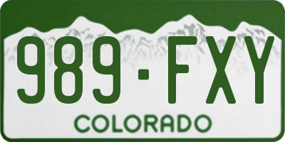 CO license plate 989FXY