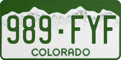 CO license plate 989FYF