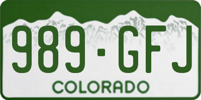 CO license plate 989GFJ
