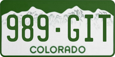 CO license plate 989GIT