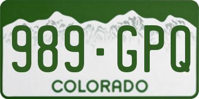 CO license plate 989GPQ