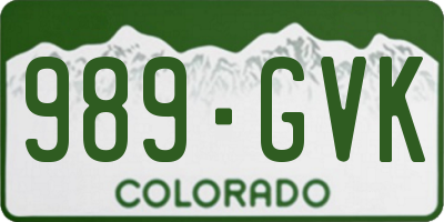 CO license plate 989GVK