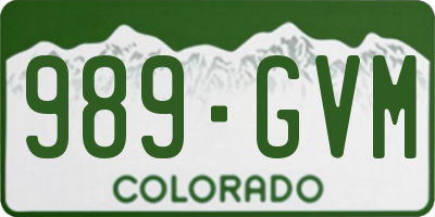 CO license plate 989GVM
