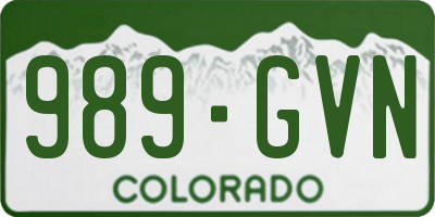 CO license plate 989GVN