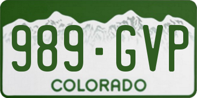 CO license plate 989GVP