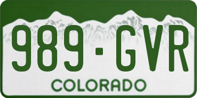 CO license plate 989GVR