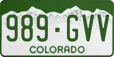 CO license plate 989GVV