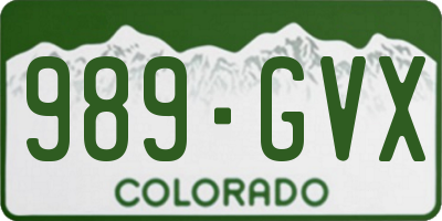 CO license plate 989GVX