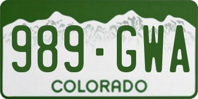 CO license plate 989GWA