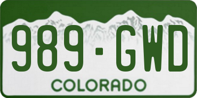CO license plate 989GWD