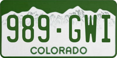 CO license plate 989GWI
