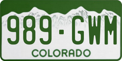 CO license plate 989GWM