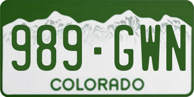 CO license plate 989GWN